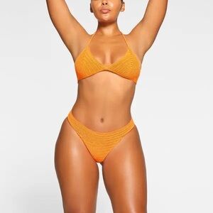 SKIMS Crochet Knit Bikini Bottoms – Neon Orange – Size 2X – NWT